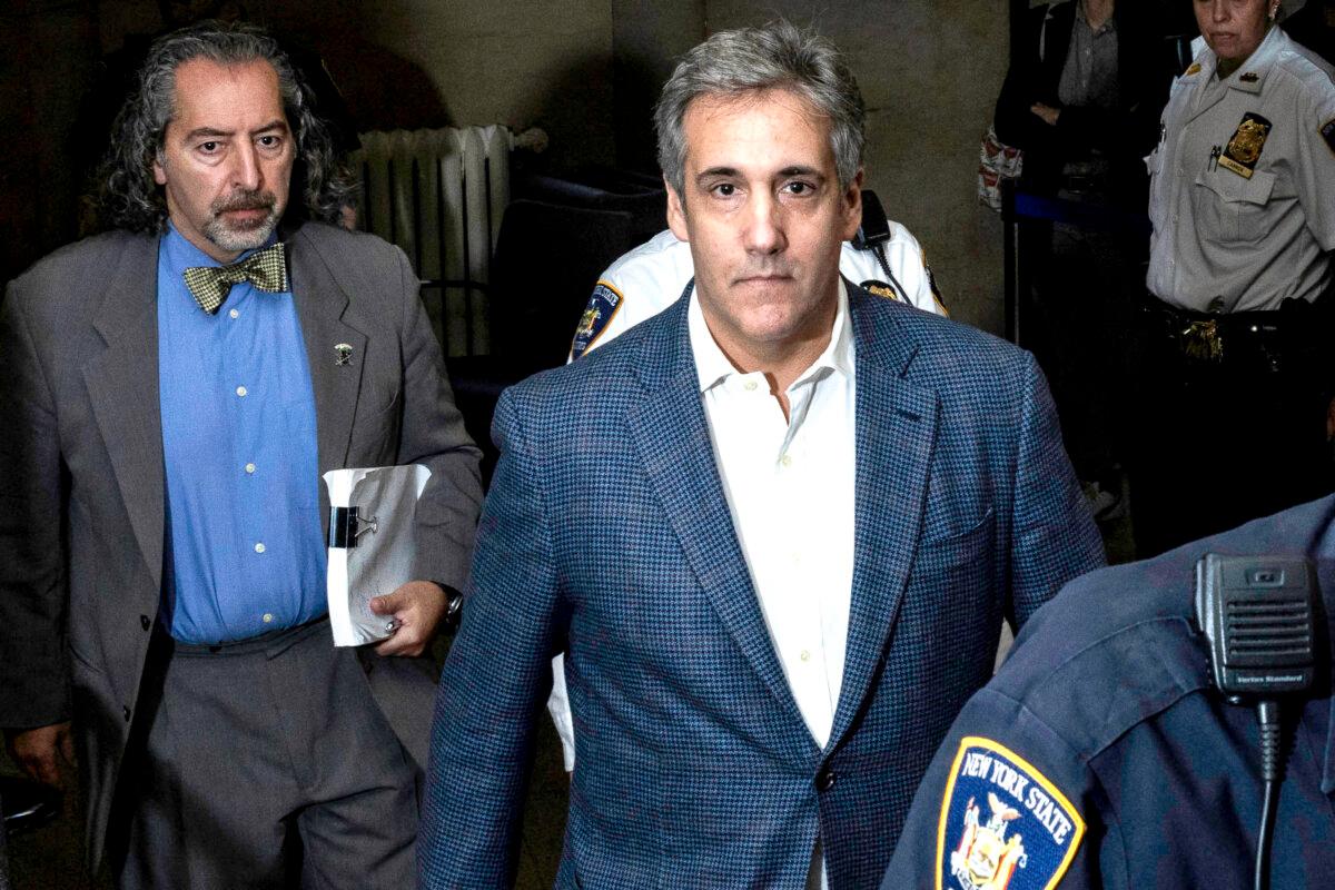 Michael Cohen returns to the courtroom following a break in his testimony against his former employer and President, Donald Trump, in New York City on Oct. 24, 2023. (Alex Kent/AFP via Getty Images)