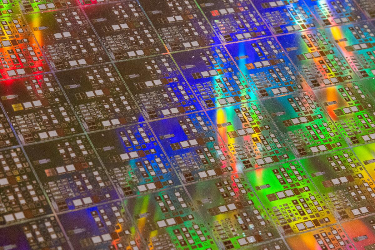 A silicon wafer on display at Taiwan Semiconductor Research Institution in Hsinchu, Taiwan, on Sept. 16, 2022. (Annabelle Chih/Getty Images)