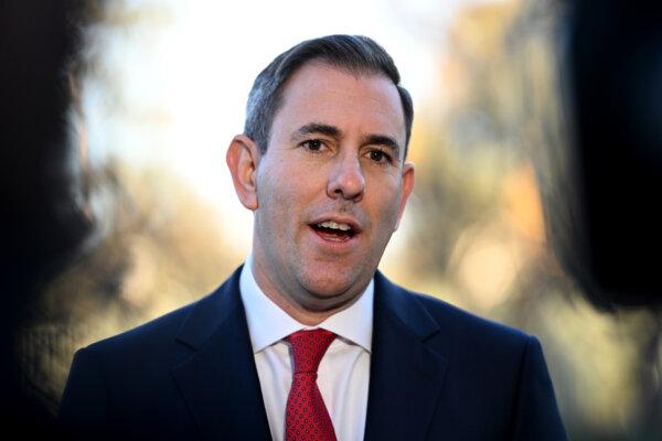 Treasurer Jim Chalmers arrives at Parliament House in Canberra, Australia, on May 14, 2024. (Tracey Nearmy/Getty Images)
