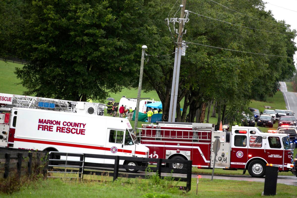 Emergency personnel respond to the scene of a deadly crash near Dunnellon, Fla., on May 14, 2024. (Alan Youngblood/AP Photo)