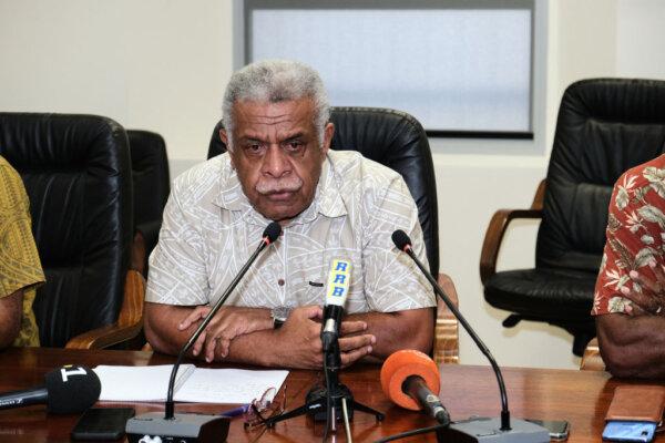 President of the Independence Government Louis Mapou attends a press conference in Noumea on May 15, 2024, amid protests linked to a debate on a constitutional bill aimed at enlarging the electorate for upcoming elections of the overseas French territory of New Caledonia. (Theo Rouby/AFP via Getty Images)