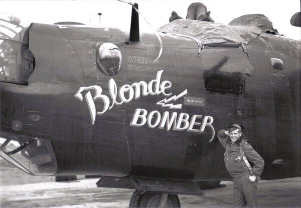 John Gleeson poses in front of the Blonde Bomber during his return trip to the United States. (Courtesy John Gleeson)