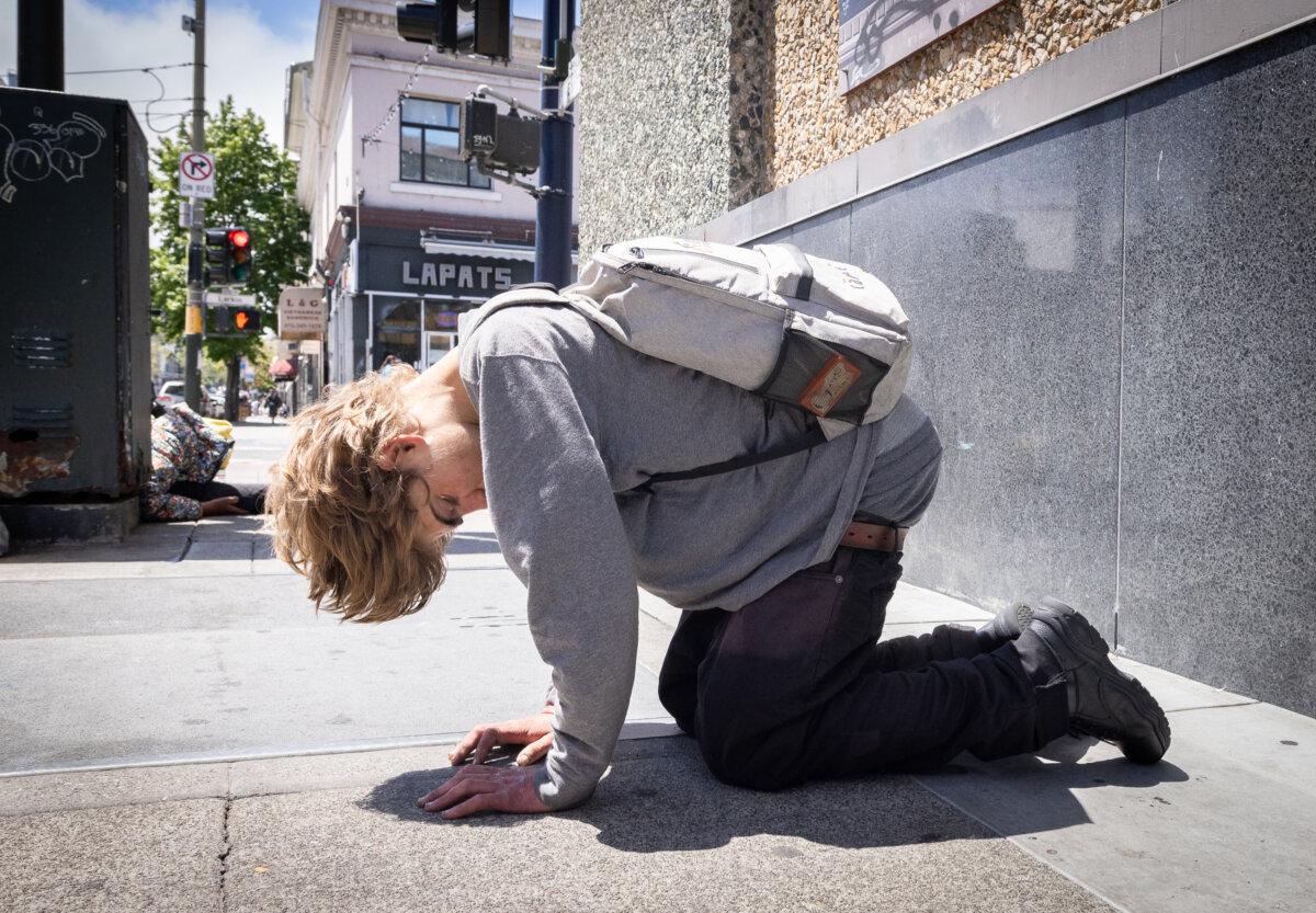 People affected by drugs in San Francisco's Tenderloin area on May 16, 2024 (John Fredrick/Epoch Times)