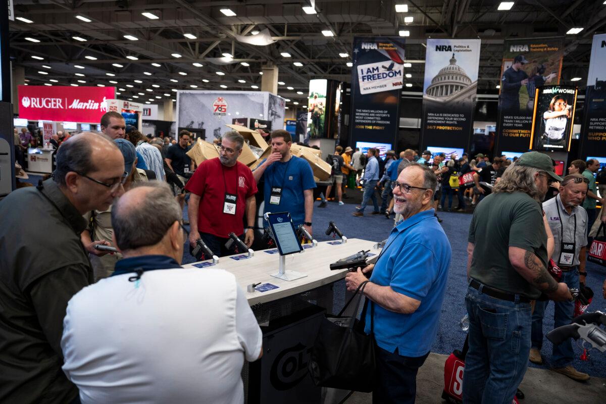 The 2024 National Rifle Association (NRA) exhibits at the Kay Bailey Hutchison Convention Center in Dallas, Texas, on May 17, 2024. (Madalina Vasiliu/The Epoch Times)