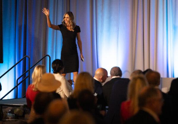 Republican National Committee (RNC) Co-Chair Lara Trump speaks at the 2024 CAGOP convention in Burlingame, Calif., on May 18, 2024. (John Fredricks/The Epoch Times)