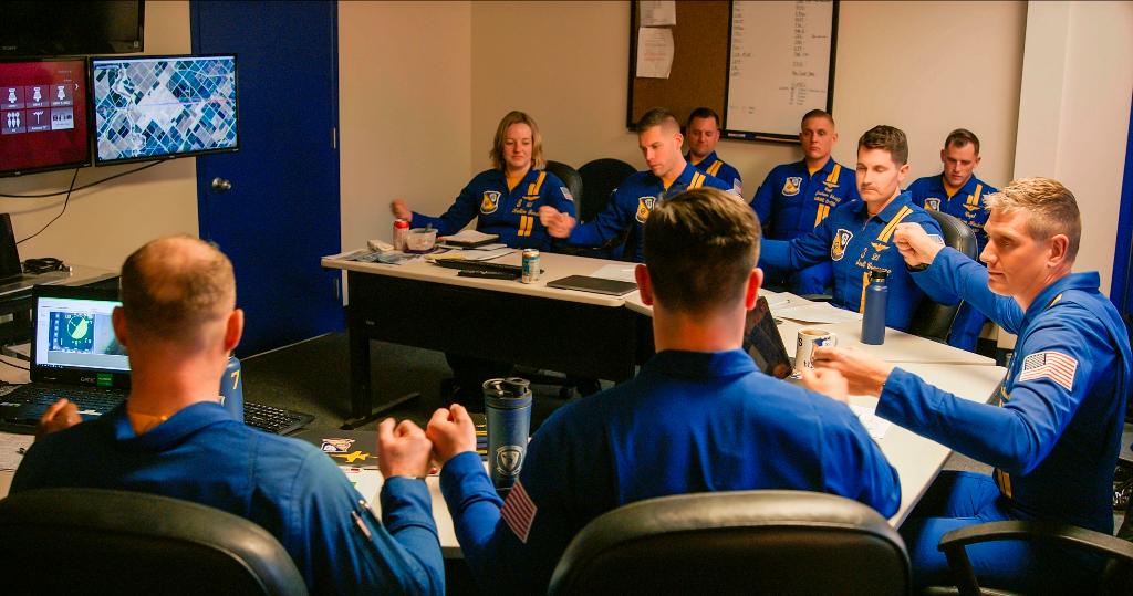 Pilots study and train at the Naval Air Facility in El Centro, California, in the documentary "The Blue Angels." (Amazon Prime)