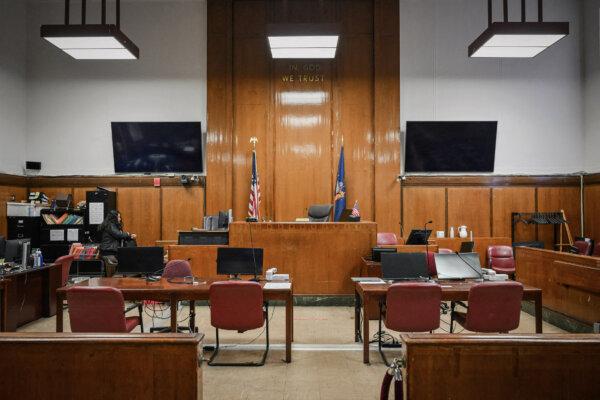 New York State Supreme Court Justice Juan Merchan's courtroom at Manhattan Criminal Court in New York City on March 12, 2024. (Angela Weiss/AFP via Getty Images)