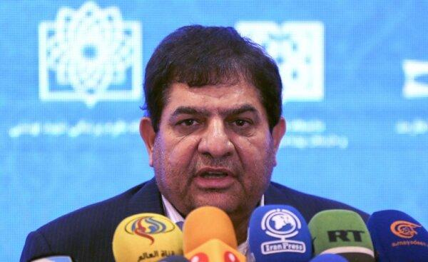 Iran's first vice president and the chairman of Iran's Setad Foundation Mohammad Mokhber speaks during a press conference, on March 15, 2021. (Atta Kenare/AFP via Getty Images)