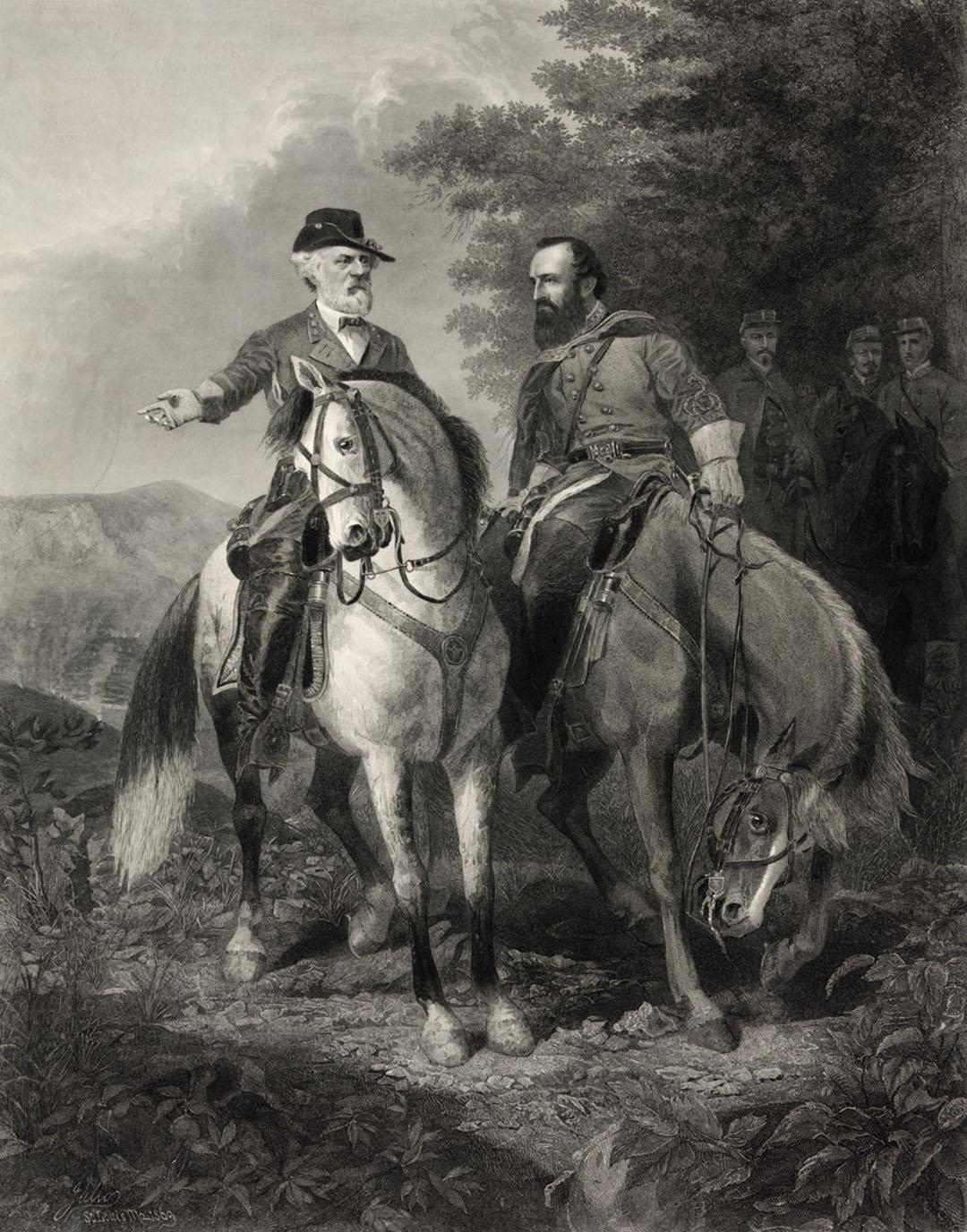 "The Last Meeting of Robert E. Lee and Stonewall Jackson at Chancellorsville," 1869, by Everett B.D. Julio. (Public Domain)