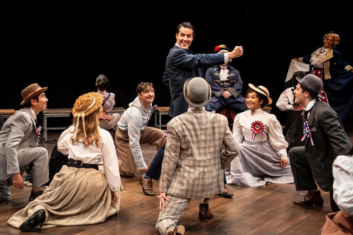 Harold Hill enthralls the townspeople, in "The Music Man." (Liz Lauren)