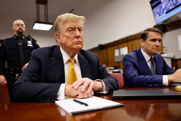 Former U.S. President Donald Trump (L) sits in the courtroom at Manhattan Criminal Court with attorney Todd Blanche (R), on May 21, 2024. (Michael M. Santiago/Getty Images)