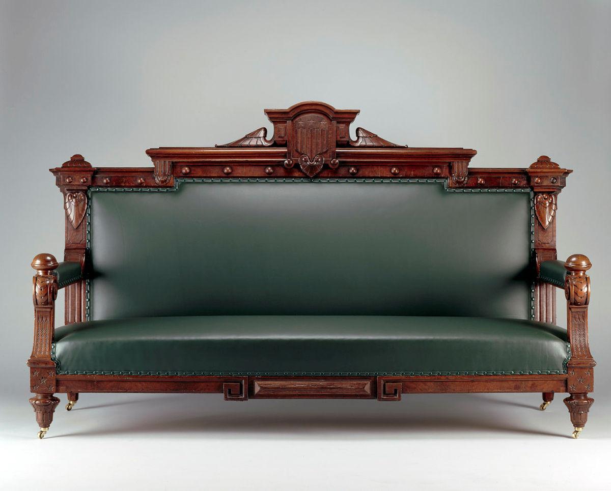 Grant Administration's Cabinet Room Renaissance Revival sofa, 1869, by Pottier & Stymus Manufacturing Company.(White House Historical Association)