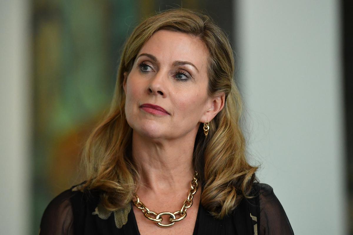 eSafety Commissioner Julie Inman Grant at a press conference at Parliament House in Canberra, Australia, June 15, 2021. (AAP Image/Mick Tsikas)