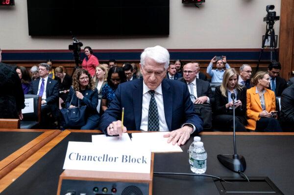 Dr. Gene Block, chancellor of University of California–Los Angeles, prepares for a hearing called Calling for Accountability: Stopping Antisemitic College Chaos before the House Committee on Education and the Workforce in Washington on May 23, 2024. (Michael A. McCoy/Getty Images)