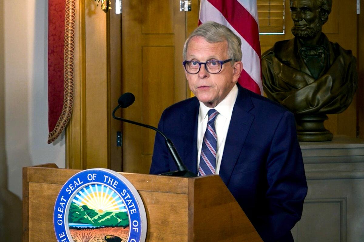Ohio Gov. Mike DeWine speaks on May 23, 2024, in Columbus, Ohio. He said he is calling a special session of the General Assembly next week to pass legislation ensuring President Joe Biden is on the state's 2024 ballot. (Patrick Orsagos/AP Photos)