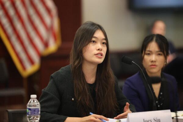 Joey Siu, a Hong Kong activist, speaks at a roundtable event in Washington on May 23, 2024. (Courtesy of the House Select Committee on the CCP)
