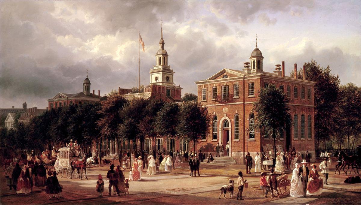 "Independence Hall in Philadelphia," 1858, by Ferdinand Richardt. Oil on canvas. White House. (Public Domain)