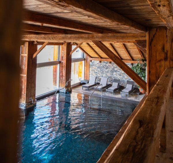 An indoor-outdoor pool round out the amenities at Hostellerie du Pas de l'Ours. (Benjamin Myers/TNS)