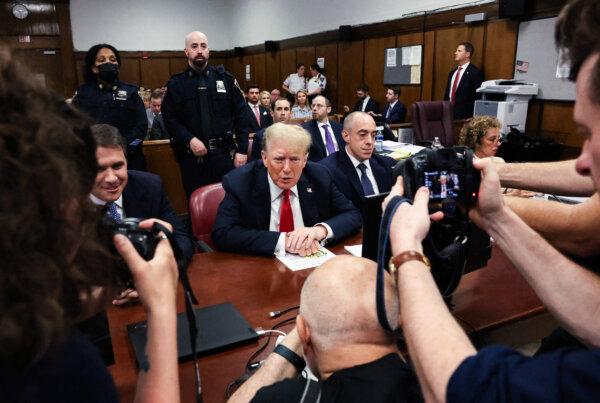 Former President Donald Trump (C) at Manhattan Criminal Court in New York City, on May 28, 2024. (Spencer Platt / POOL / AFP)