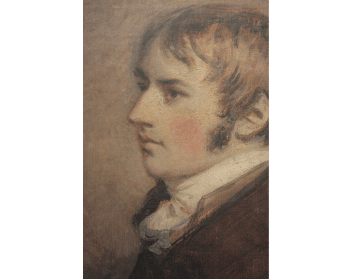 A detail of John Constable's portrait (at the age of 20), 1796, by Daniel Gardner. <a href="https://collections.vam.ac.uk/item/O126465/john-constable-ra-at-the-tempera-painting-gardner-daniel" target="_blank" rel="nofollow noopener">Victoria and</a><br/><a href="https://collections.vam.ac.uk/item/O126465/john-constable-ra-at-the-tempera-painting-gardner-daniel" target="_blank" rel="nofollow noopener">Albert Museum</a>, London. (<a href="https://en.m.wikipedia.org/wiki/File:John_Constable_by_Daniel_Gardner,_1796.JPG" target="_blank" rel="nofollow noopener">Stephencdickson</a>/<a href="https://creativecommons.org/licenses/by-sa/4.0/deed.en" target="_blank" rel="nofollow noopener">CC BY-SA 4.0 DEED</a>)
