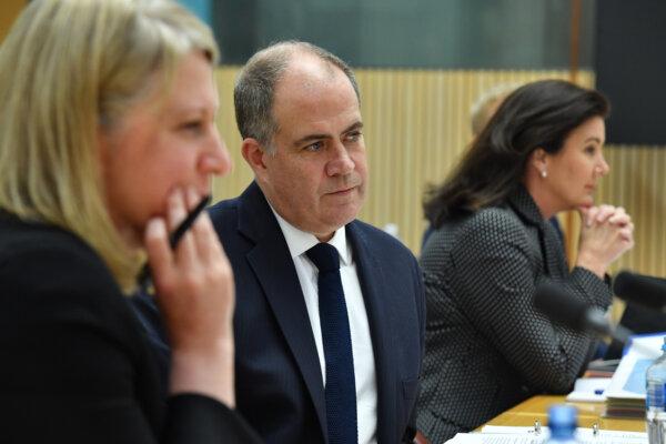 ABC Managing Director David Anderson during a parliament hearing at Parliament House in Canberra, Australia, on March 23, 2021. (Sam Mooy/Getty Images)