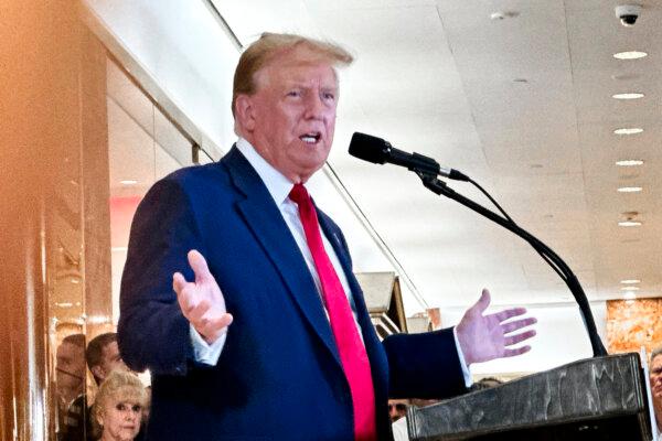 Former President Donald Trump speaks to media at Trump Tower, a day after he was found guilty on all 34 felony counts, in New York City on May 31, 2024. (Juliette Fairley/The Epoch Times)