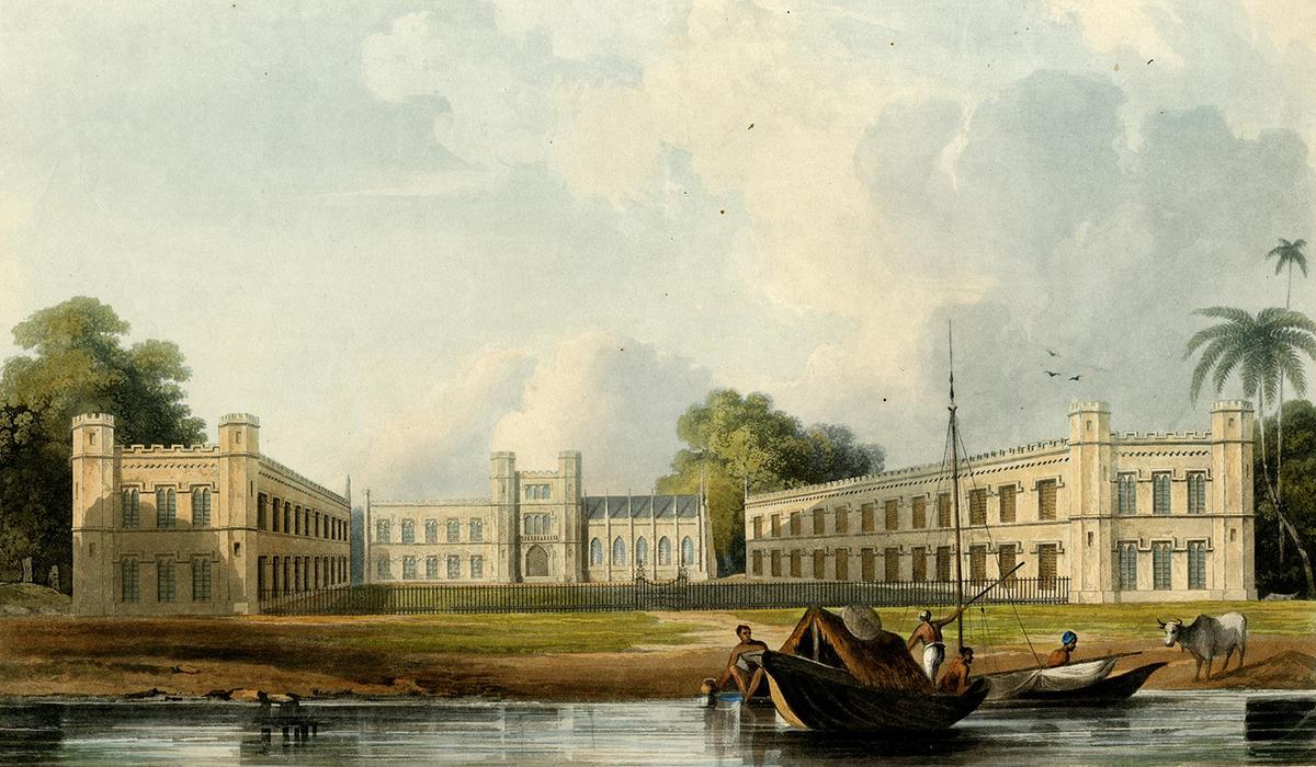 Bishop's College was founded by the first bishop of Calcutta, Thomas Middleton, in 1820. A lithograph of Bishop's College, 1822, published by Ackerman. The British Museum, London. (Public Domain)