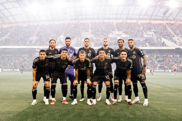 Los Angeles FC pose for pre-match photo against FC Dallas in Los Angeles on June 1, 2024. (Courtesy of Los Angeles FC via The Epoch Times)