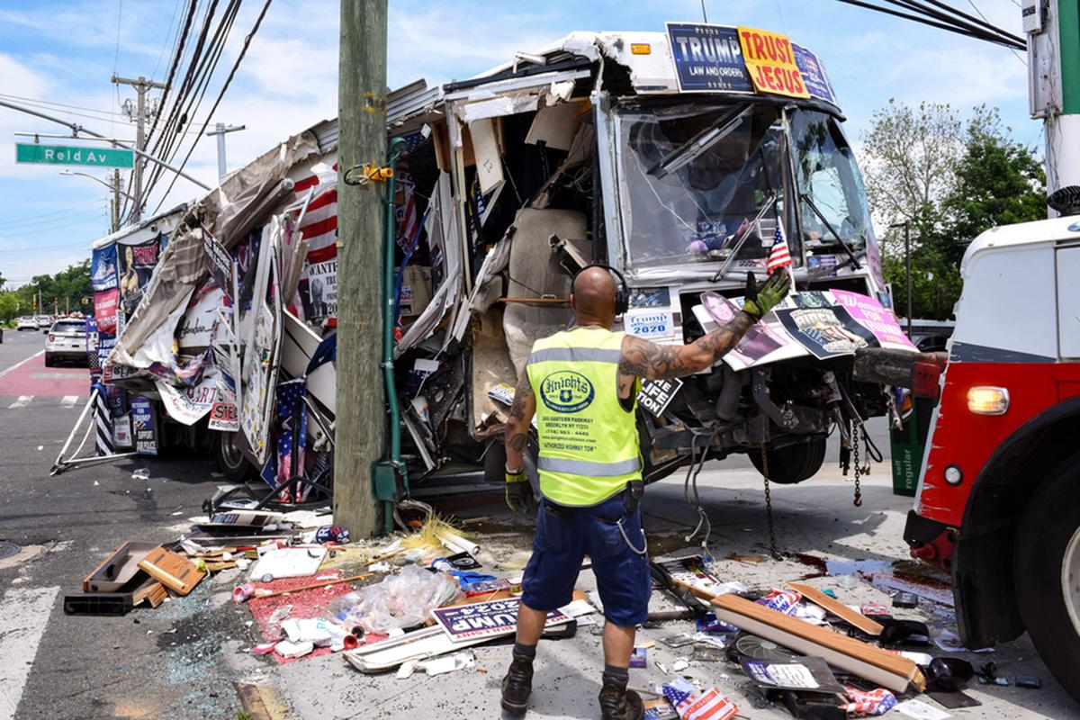 Trump Fans’ Bus Loaded With MAGA Merchandise Crashes in New York City