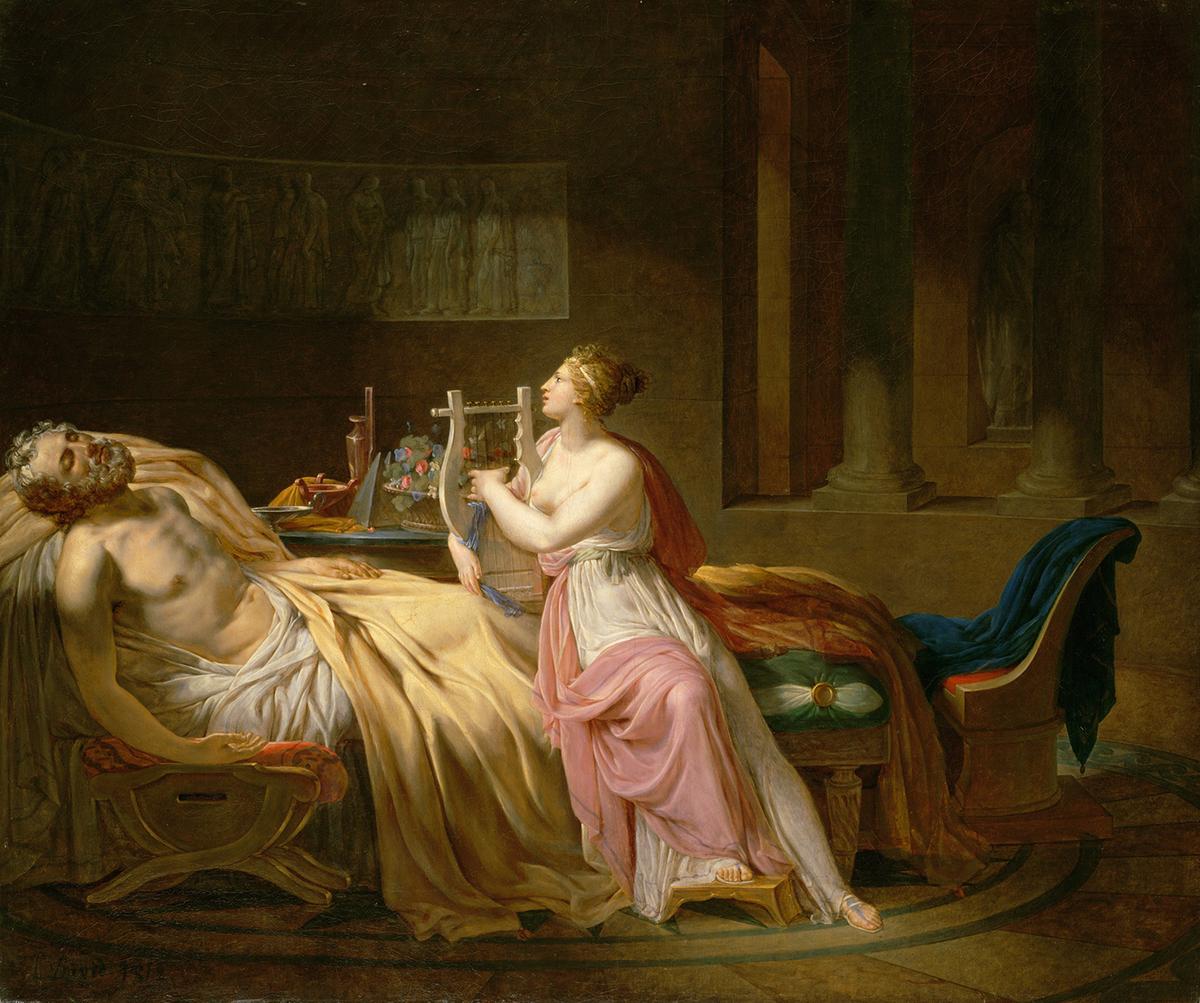 "Calliope Mourning Homer," 1812, by Jacques-Louis David. Oil on canvas. Harvard Art Museums, Cambridge. (Public Domain)