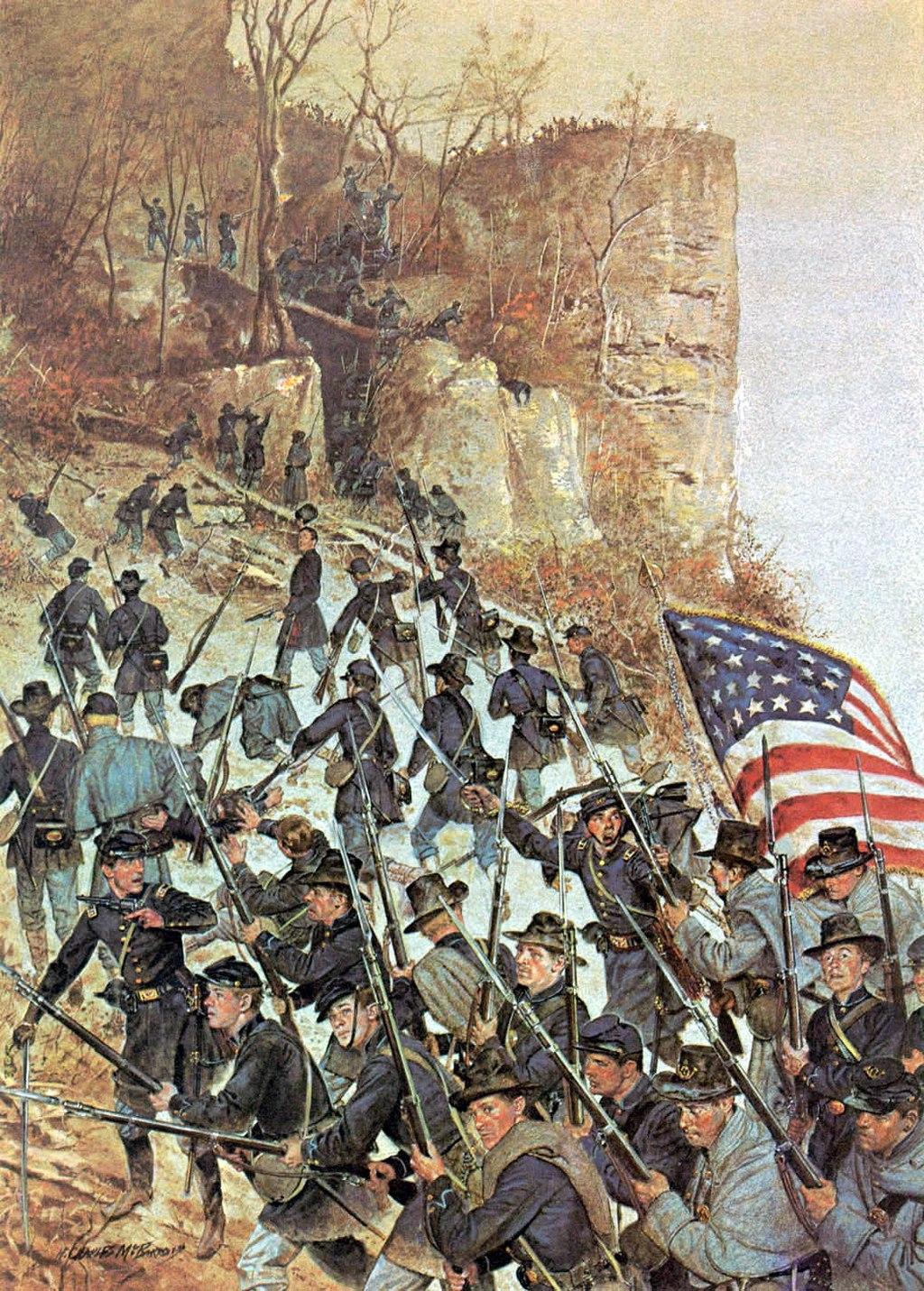 The Sixth Wisconsin attacks at Turner's Gap in 1862. "The American Soldier," by H. Charles McBarron. (Public Domain)