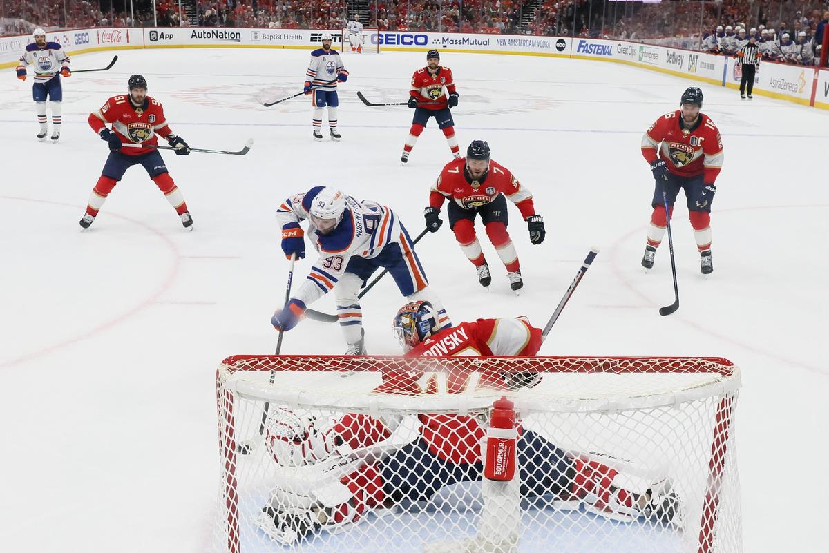Bobrovsky Makes 33 Saves as the Panthers Shut out the Oilers 3–0 in Game 1 of Stanley Cup Final