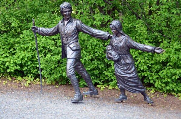 Deportation Sculpture at the Grand-Pré National Historic Site in Nova Scotia. Grand-Pré was an Acadian settlement from 1682 to 1755, when the expulsions began. (meunierd/Shutterstock)