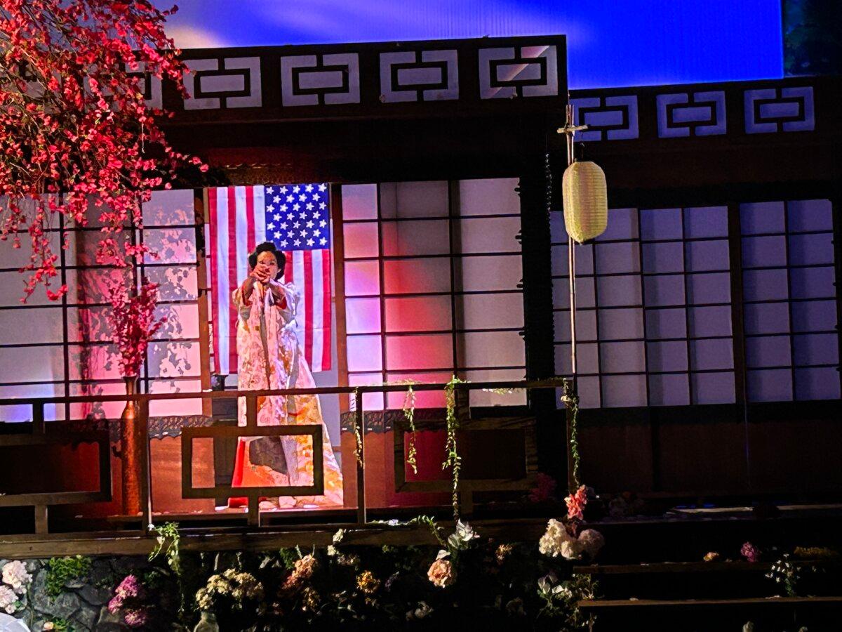 Cio-Cio-San prepares to take her own life with her father’s ceremonial dagger, in Pacific Opera Project's production of "Madama Butterfly." (Courtesy of Pacific Opera Project)