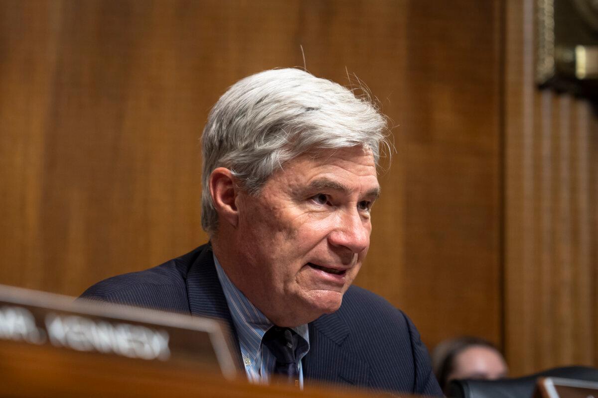 Sen. Sheldon Whitehouse (D-R.I.) speaks during a hearing in Washington on June 12, 2024. (Madalina Vasiliu/The Epoch Times)