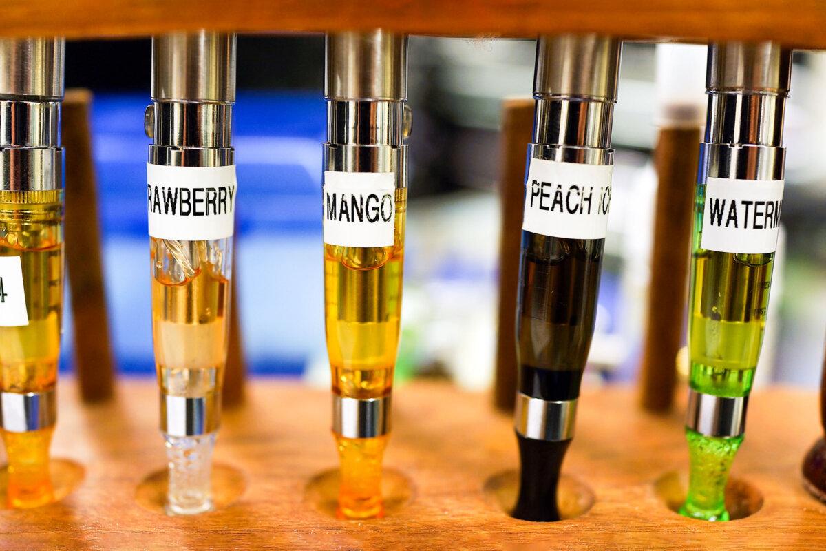 A variety of electronic cigarette flavors for sale at an electronic cigarette store in New York City on June 10, 2013. (Spencer Platt/Getty Images)