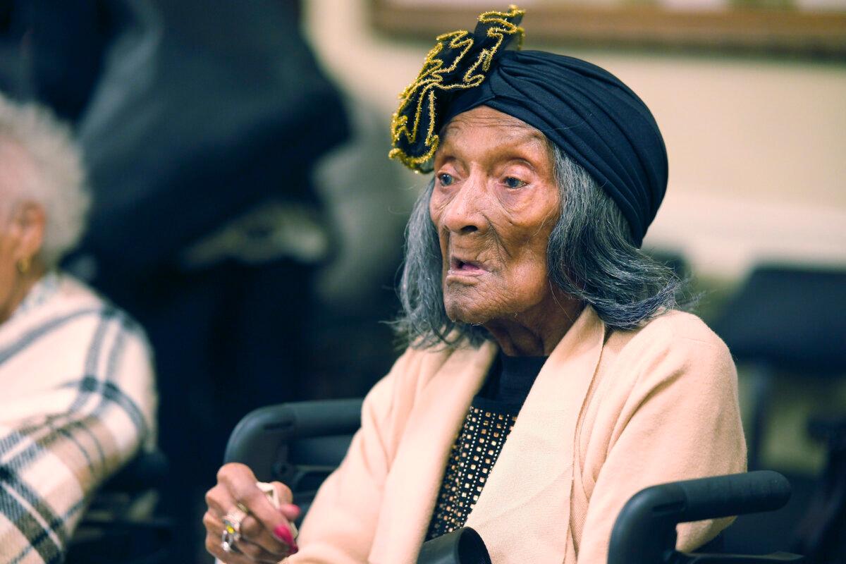 Lessie Benningfield Randle, a Tulsa Race Massacre survivor, is pictured during the House General Government Committee meeting at the Oklahoma Capitol, Oct. 5, 2023. (Doug Hoke/The Oklahoman via AP)
