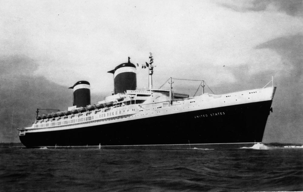The SS United States in the 1950s at sea. (Public Domain)