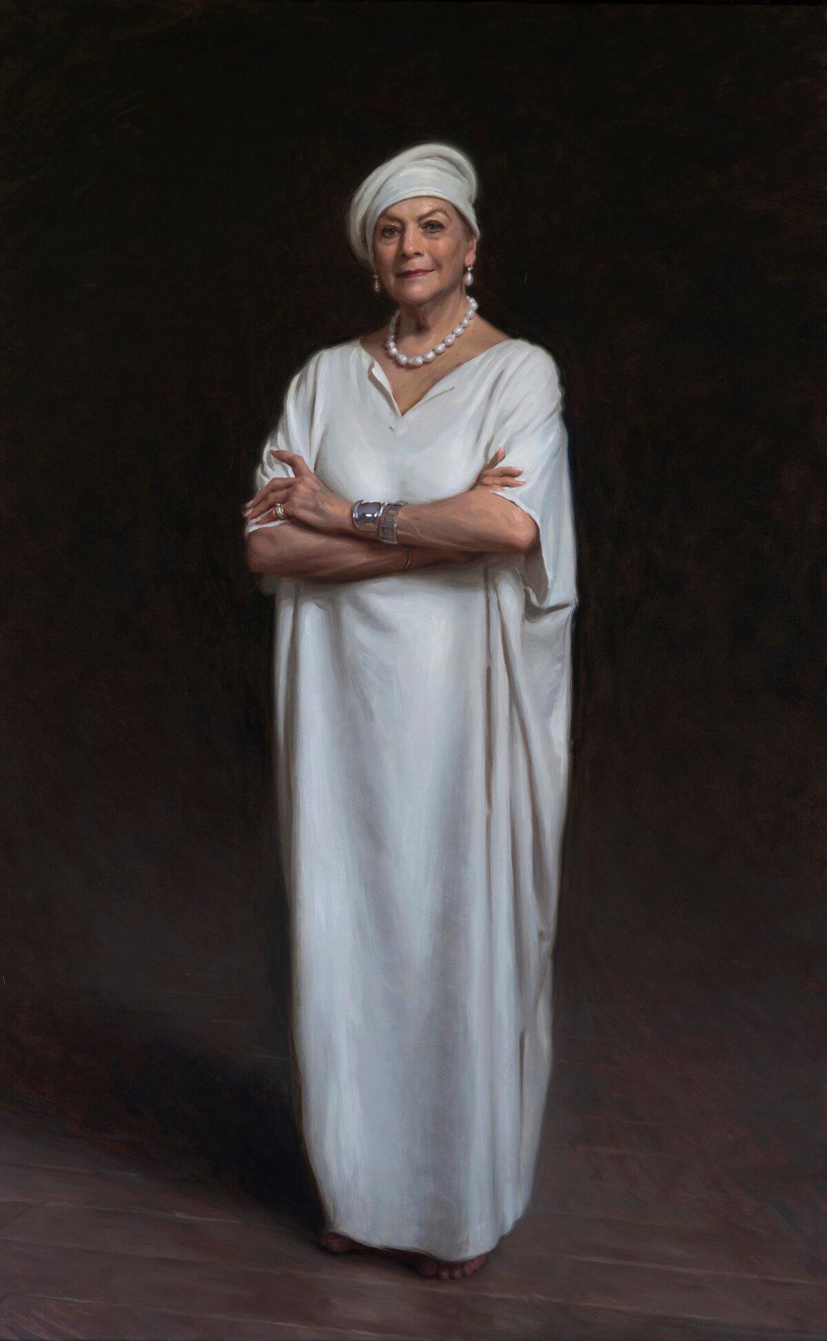 “Maggie Tabberer,” 2020, by Paul Newton. Oil on linen; 84 inches by 51 3/8 inches. Archibald Prize 2020 finalist. (Courtesy of Paul Newton)