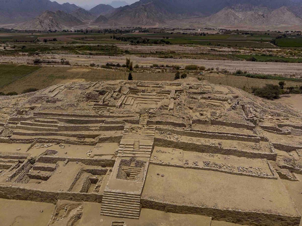 An aerial view of a pyramid in Caral. (Wirestock Creators/Shutterstock)