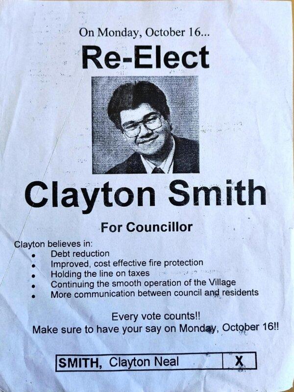 A campaign flyer from when Clayton Smith was up for re-election in 1995. (Courtesy of Clayton Smith)