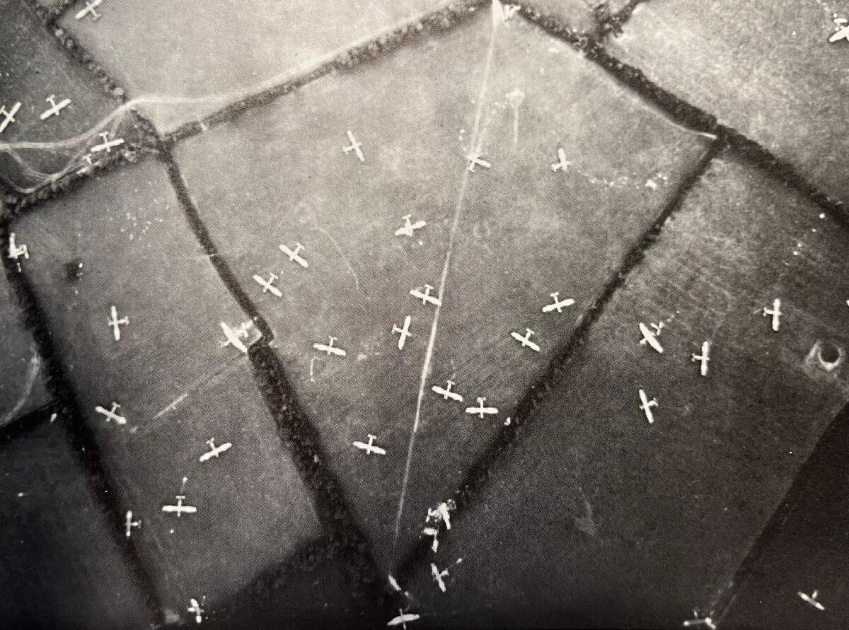 The glider landing zone at St. Mere Eglise, France, 1944. (Courtesy of Alana Lindberg Jolley)