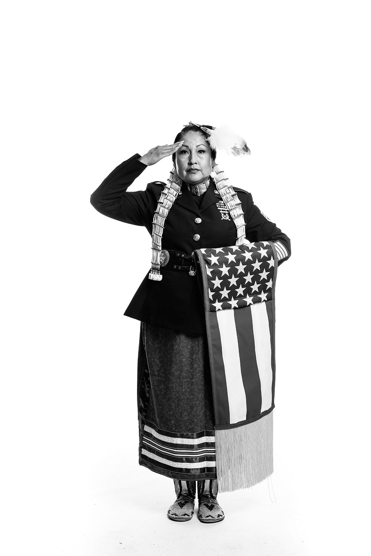 Brenda Margaret White Bull, a member of the Lakota Nation and granddaughter to a WWI Lakota Code Talker, served in the Marine Corps for 20 years. (Stacy Pearsall)