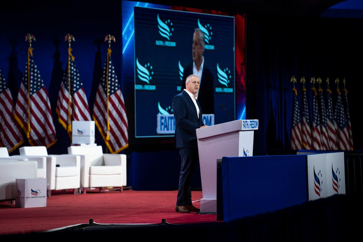 Republican National Committee Chairman Michael Whatley speaks at the 2024 Road to Majority Conference in Washington on June 22, 2024. (Madalina Vasiliu/The Epoch Times)