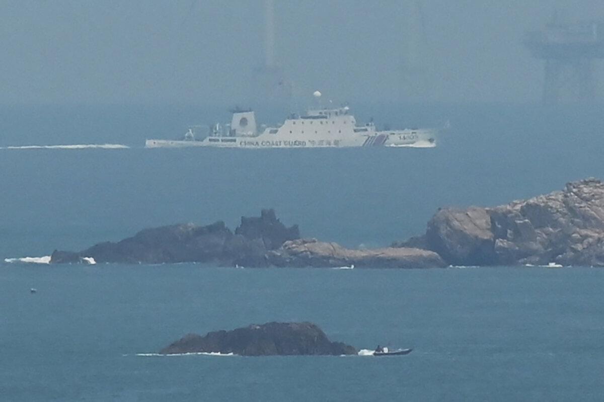 A China Coast Guard ship sails towards the zone where China said it would conduct live fire exercises northeast of Pingtan island, the closest point in China to Taiwan, in China's southeast Fujian province on April 10, 2023. (Greg Baker/AFP via Getty Images)