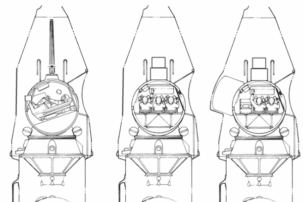 Korolev modified the one-person Vostok capsule so that it carried three people, or two plus an airlock for spacewalk capability. (Public Domain)