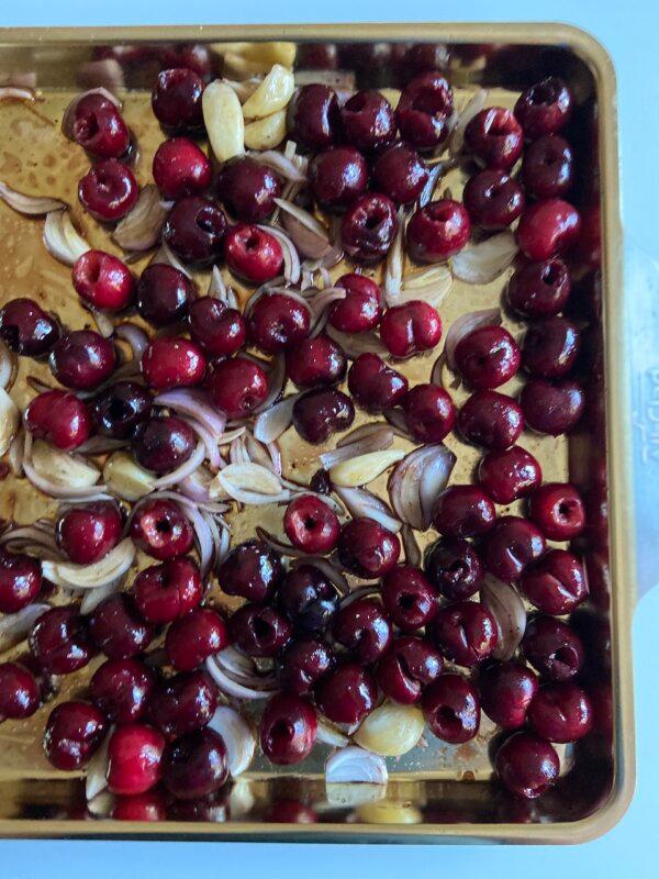 Spoon these tangy-sweet roasted cherries alongside grilled or roasted meats, over greens, or into warm grains. (JeanMarie Brownson/TNS)