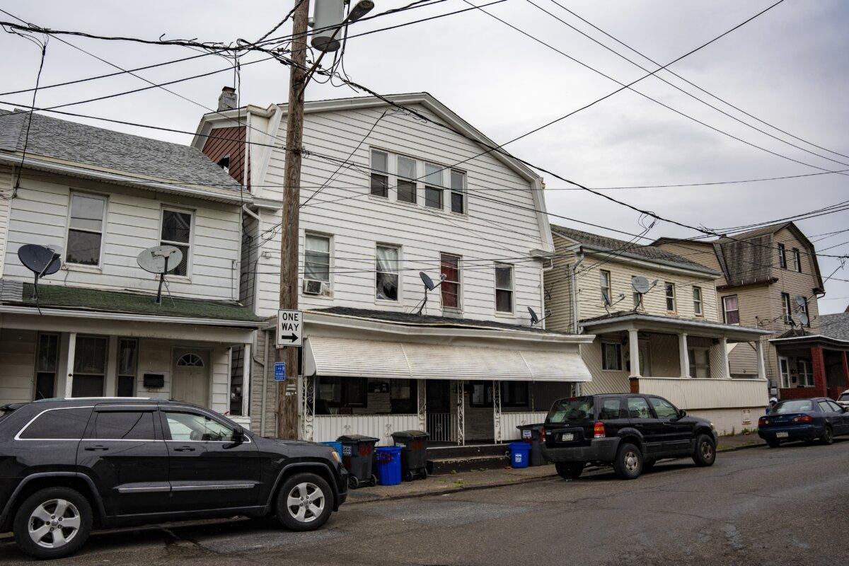 In 2006, 29-year-old Derek Kichline was shot and killed, allegedly by an illegal immigrant, in front of his home at 125 E. Chestnut St., shown here in Hazleton, Pa., on May 14, 2024. (Samira Bouaou/The Epoch Times)