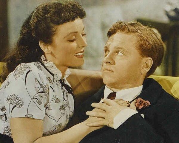 A cropped lobby card for another Andy Hardy film "Love Laughs at Andy Hardy." (MovieStillsDB)