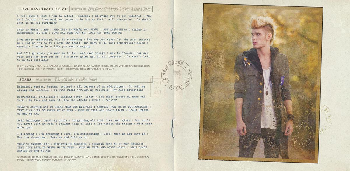 CD pamphlet for Colton Dixon's 2013 album "A Messenger." Internet Archive. (Public Domain)